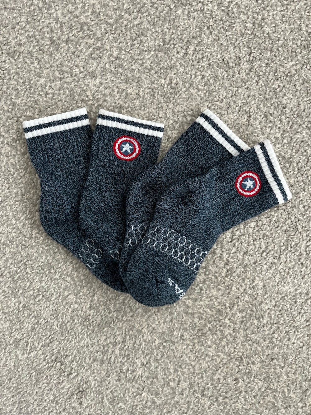 NWOT Bombas Captain America Gray Blue Ankle Socks Toddler Boy 2 Pair